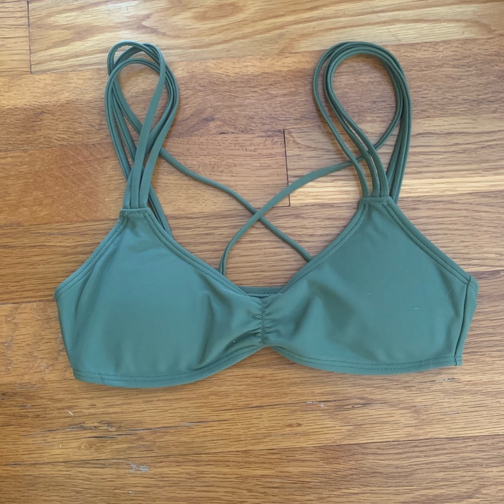 Aerie Green Strappy Scoop Bikini Top